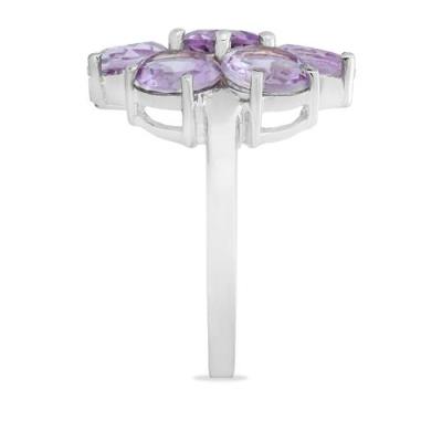 BUY REAL PINK AMETHYST GEMSTONE FLOWER RING IN 925 SILVER